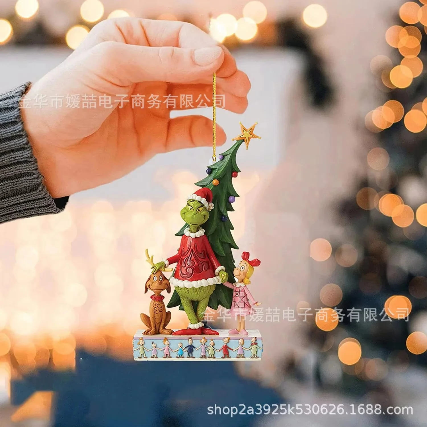 New Selling Christmas Tree Hanging Pendants Grinch Ornaments Acrylic Funny Green Hair Monster Christmas Tree Decor Xmas Pendant