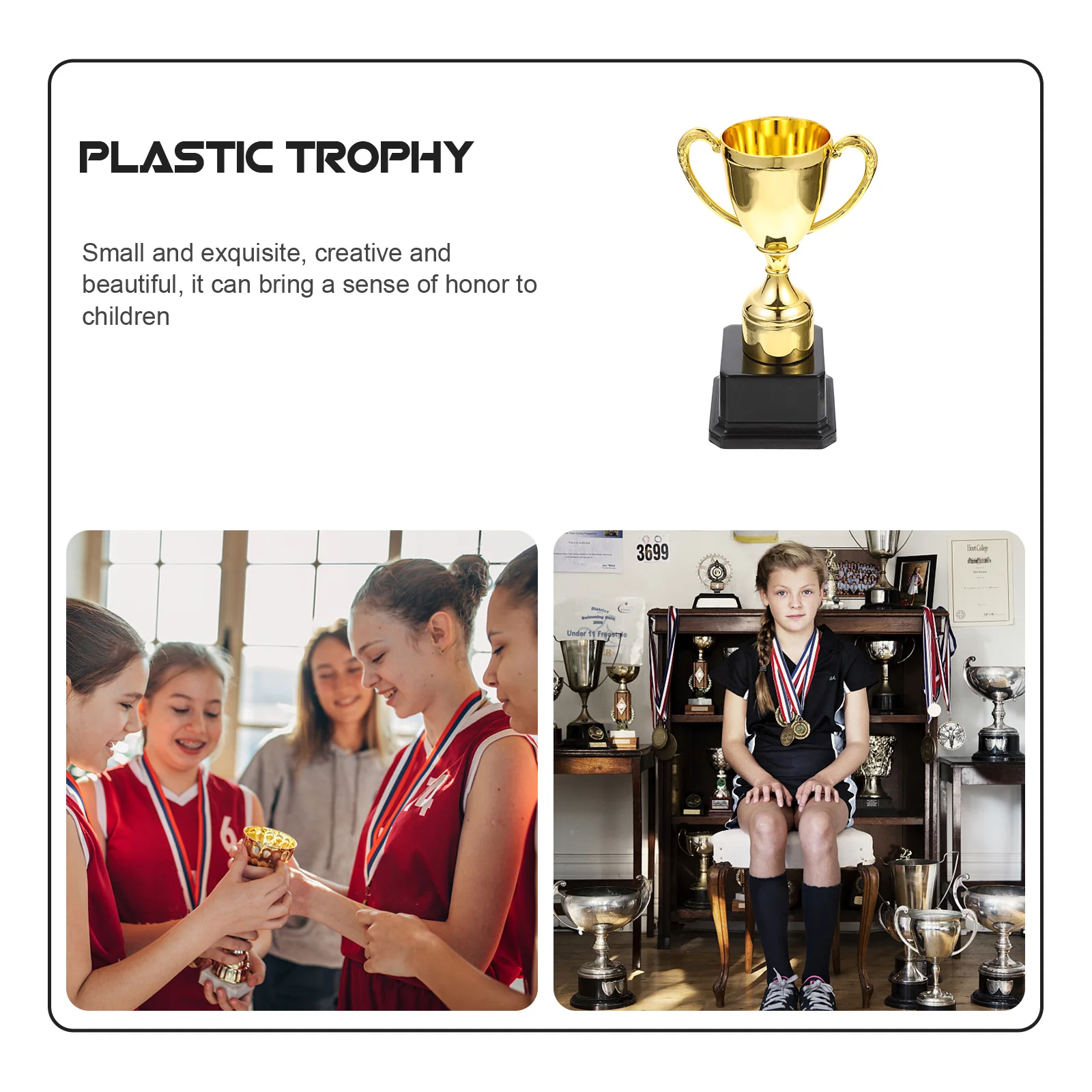 

2pcs Gold Award Trophies Plastic Trophies For Party Favors Prizes Classroom Rewards Lightweight Durable Smooth Edges Trophy