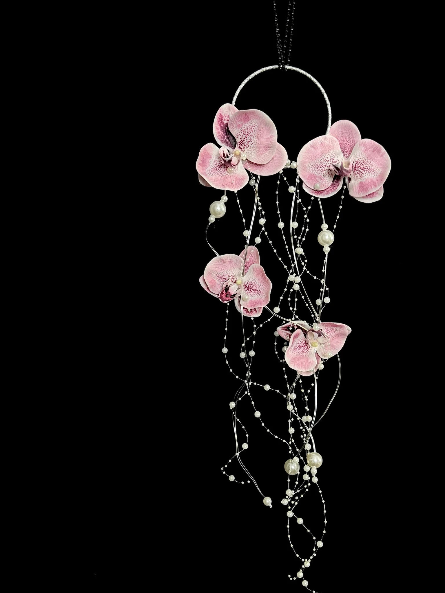 Vintage Phalaenopsis Pearl Waterfall Hand Carry Flower Bride Hand Bouquet Wedding Photo Accessories Hand Carry Flower