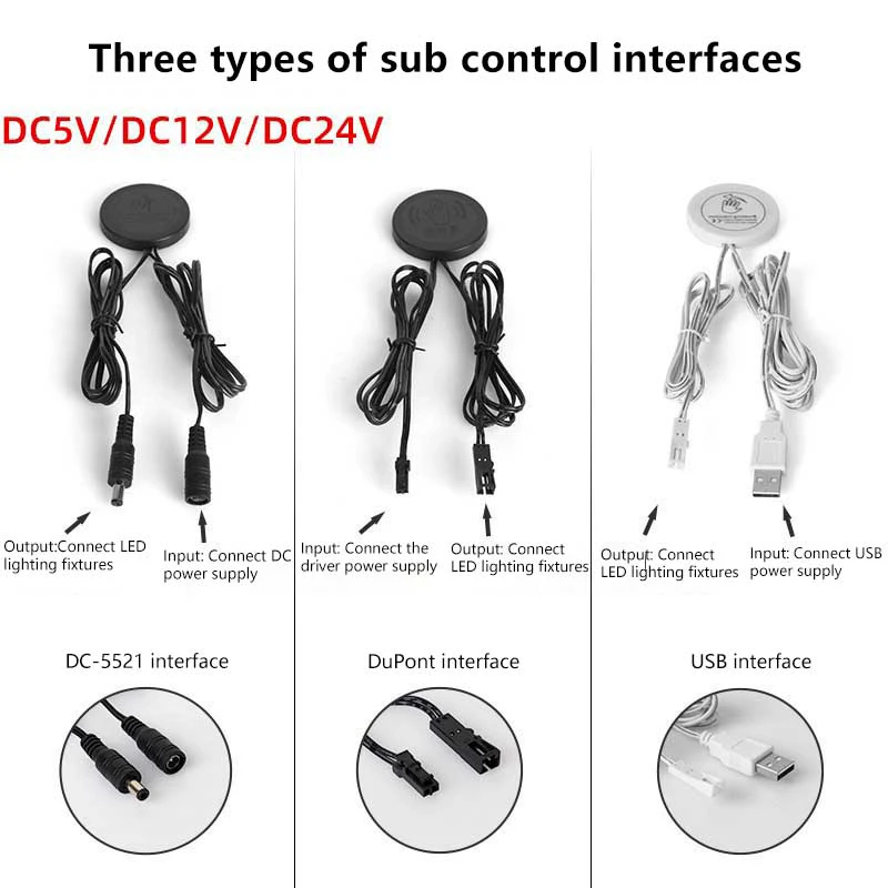 Sensor de toque de partição de madeira penetrável, interruptor de luz led, varredura manual, dimmer de toque regulável para espelho, lâmpada de prateleira de armário