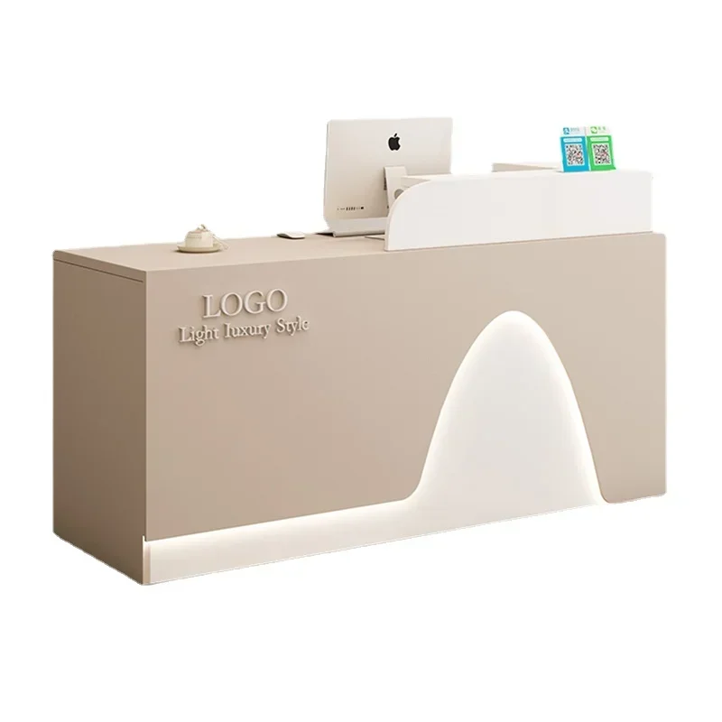 White Corner Reception Desks Classic Illuminated Beauty Salon Reception Desks Office Checkout Mostrador Commercial Furniture