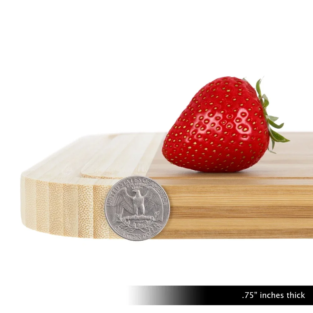 Planche à découper en bambou écologique avec rainures de jus, planche de préparation de cuisine antimicrobienne et antibactérienne, pour trancher et servir