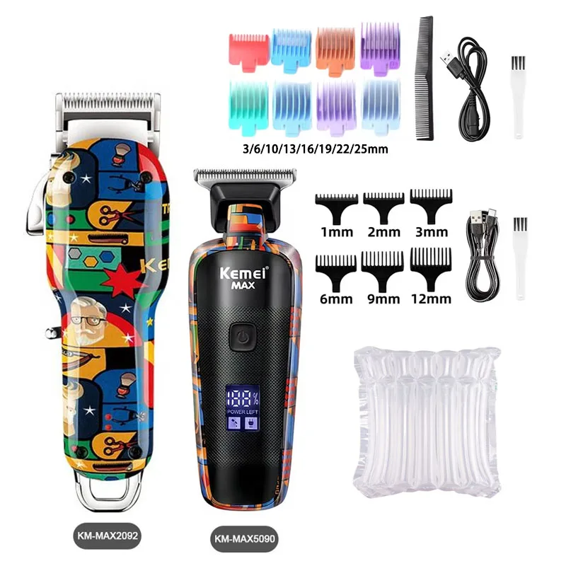 Kemei Oplaadbare Graffiti Patroon Elektrische Tondeuse Professionele Kapper Trimmer Man Scheerapparaat Km-MAX2092 KM-MAX5090 KM-RS7098
