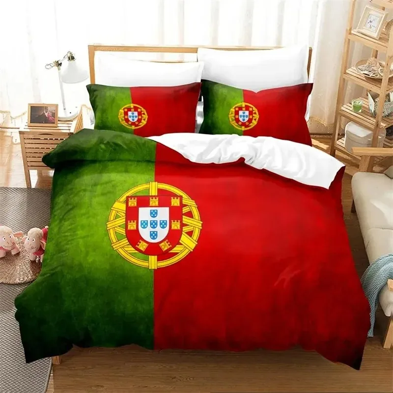 

3D Print Portugal Flag Bedding Set,Duvet Cover Comforter Bed Set Quilt Cover Pillowcase,King Queen Twin Size Boys Girls Adults