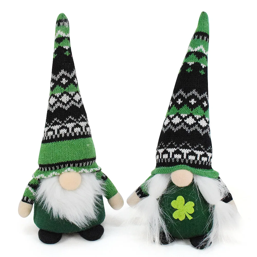 

Clover Lucky Rudolf Dwarf Faceless Dwarf Doll Irish St. Patrick's Day LED Decorative Ornament Christmas Decorations Gift