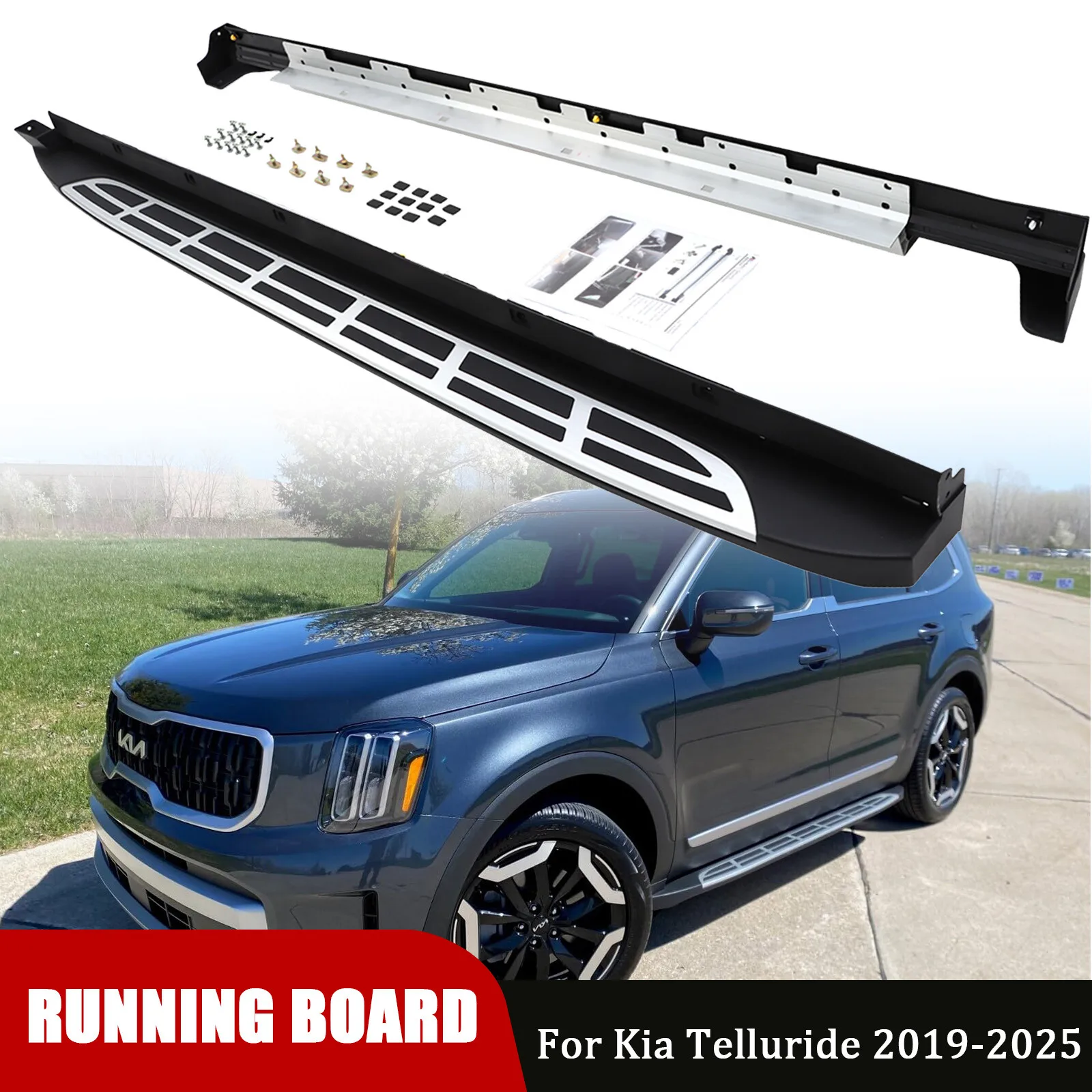 

Aluminum Running Boards 400LBS Side Step For Kia Telluride 2019-2025 Nerf bars