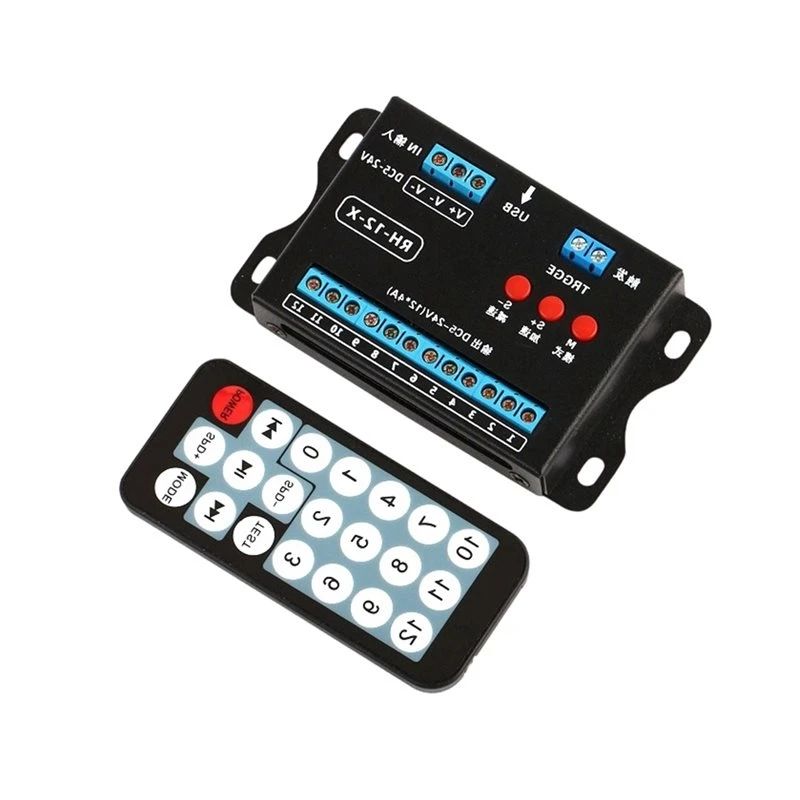 RF Remote Controlled DC5-24V 12-Channel Single Color LED Controller Programmable RGB Module