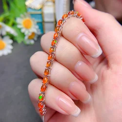 YULEM Orange Opal Stone Bracelet Silver Plated Adjustable Minimalist Bracelet Jewelry Best Gift for Girls Women Wedding Jewelry