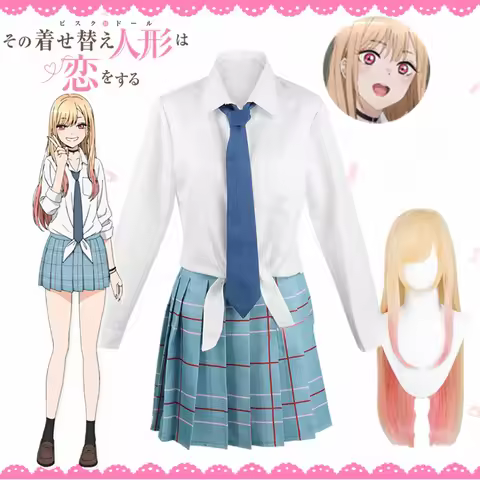Anime Kitagawa Marin Cosplay Anime My Darling Kitagawa Marin Cosplay Costume Dresses School Uniform Wig Suit Girls