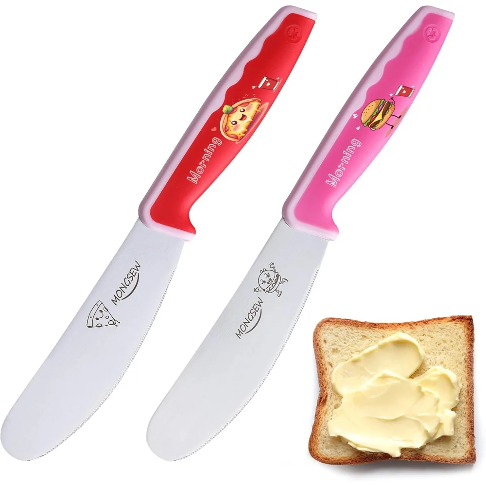 

2PCS Butter Knife Spreader, MONGSEW 4.7 Inch Stainless Steel Sandwich Butter Spreader Knife for Food with Serrated Edge , Great