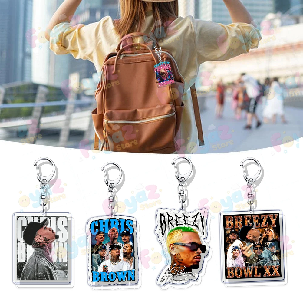 Rapper Music Bowl Xx Keychain Accessories Bag Charms Chris Keyrings Jewelry Fans Womens Freinds Gift