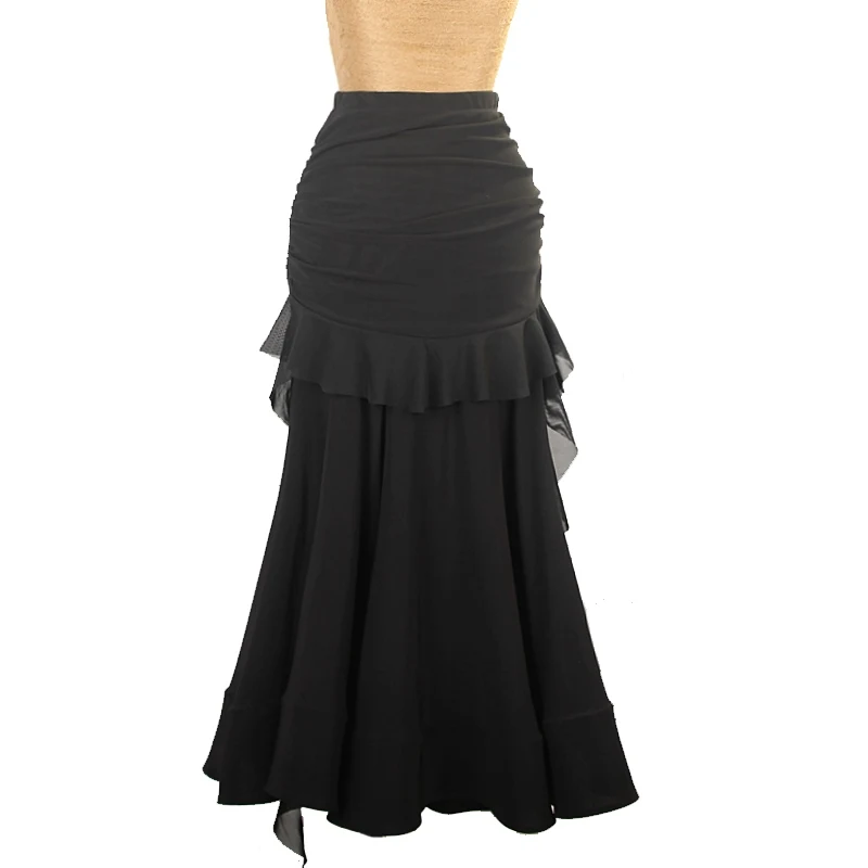 Adult Ballroom Dance Skirt Women Black Wrap Hip Long Skirt Waltz Dance Clothes Modern Dance Practice Clothing Latin DNV21178