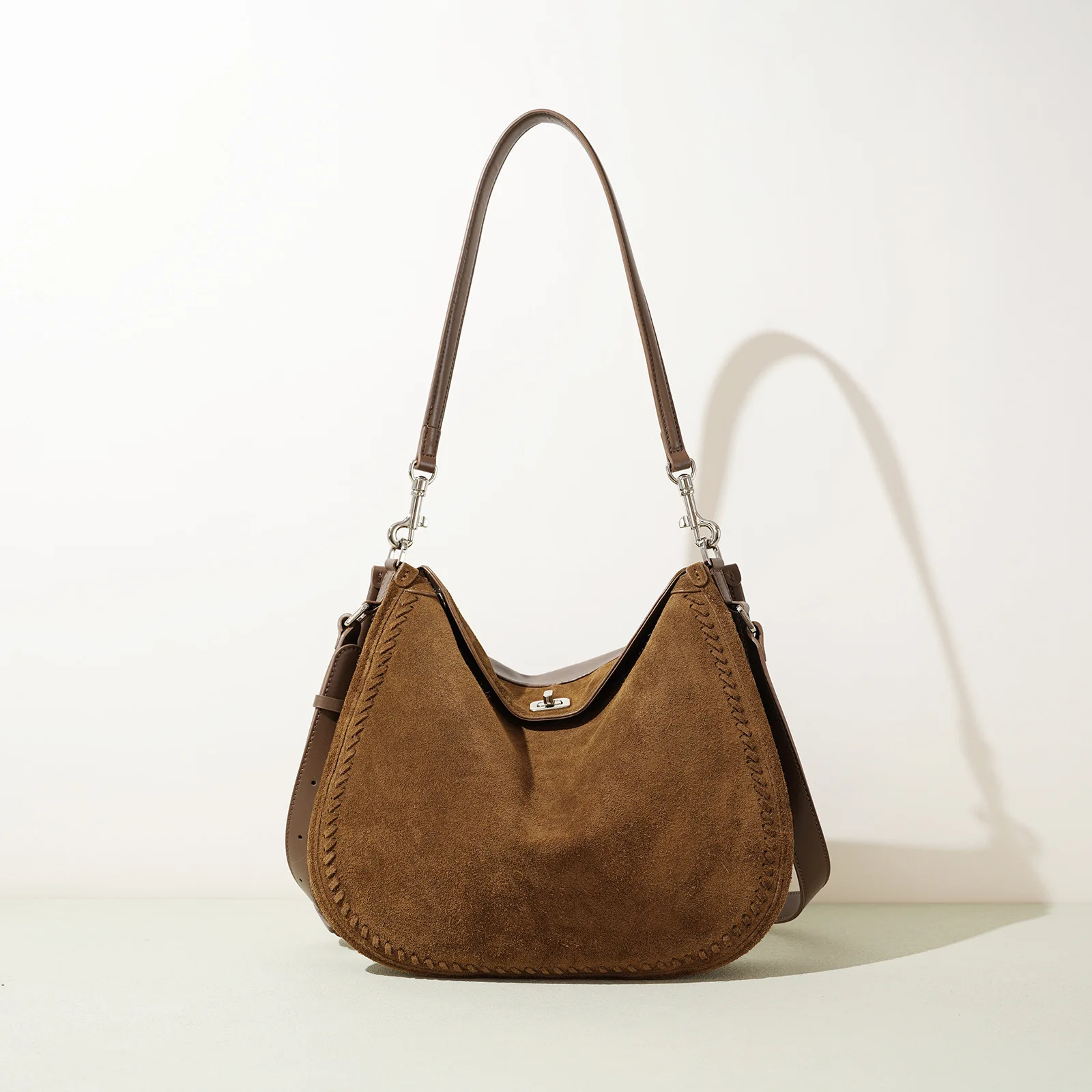 

MENDY замшевая сумка, большие женские сумки из натуральной кожи, пригородная сумка с лунным зубом, сумка через плечо на одно плечо под мышками