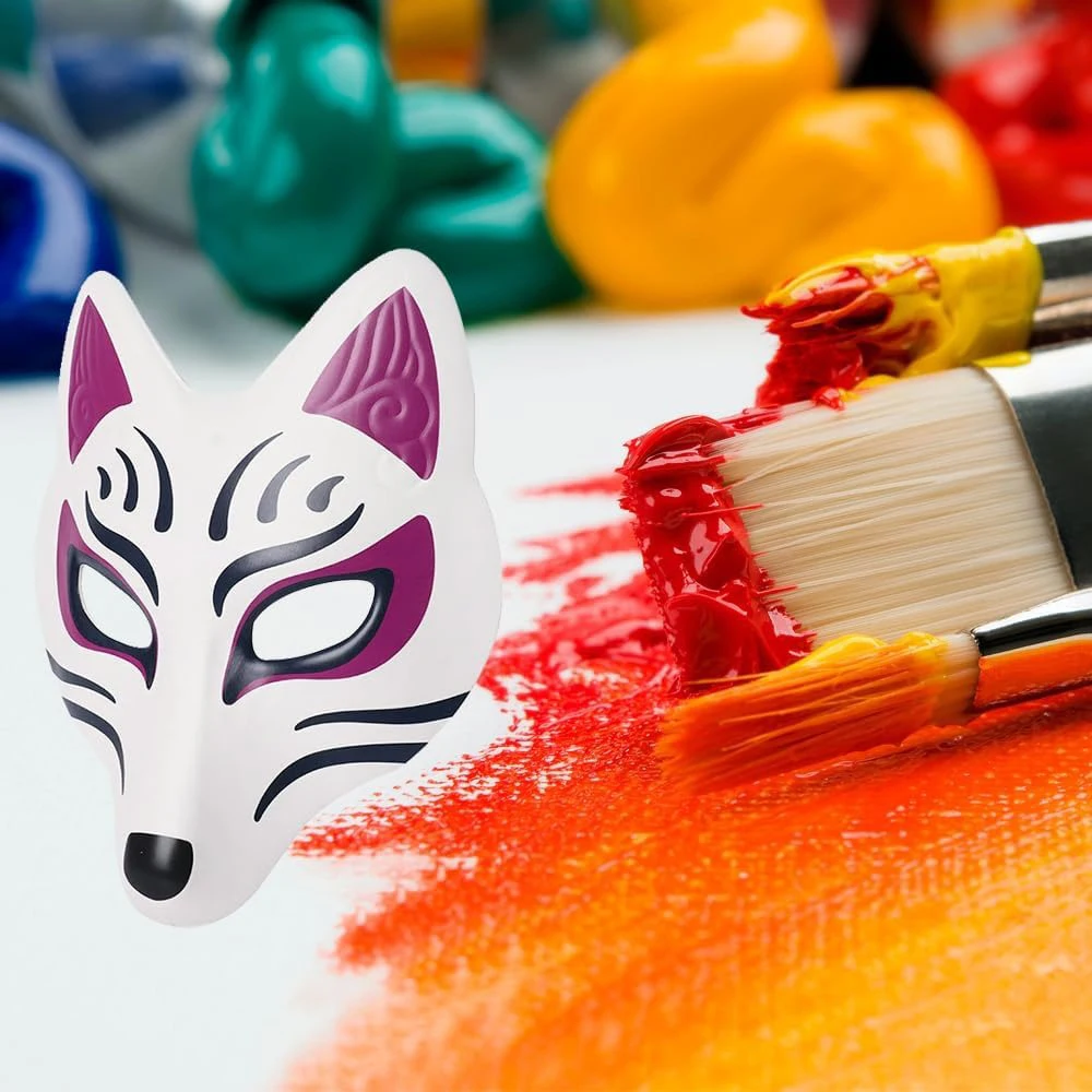 Halloween DIY PU Leather Fox Mask Japanese Anime Cosplay Mask Costume Accessories Masquerade Party Filming Prop