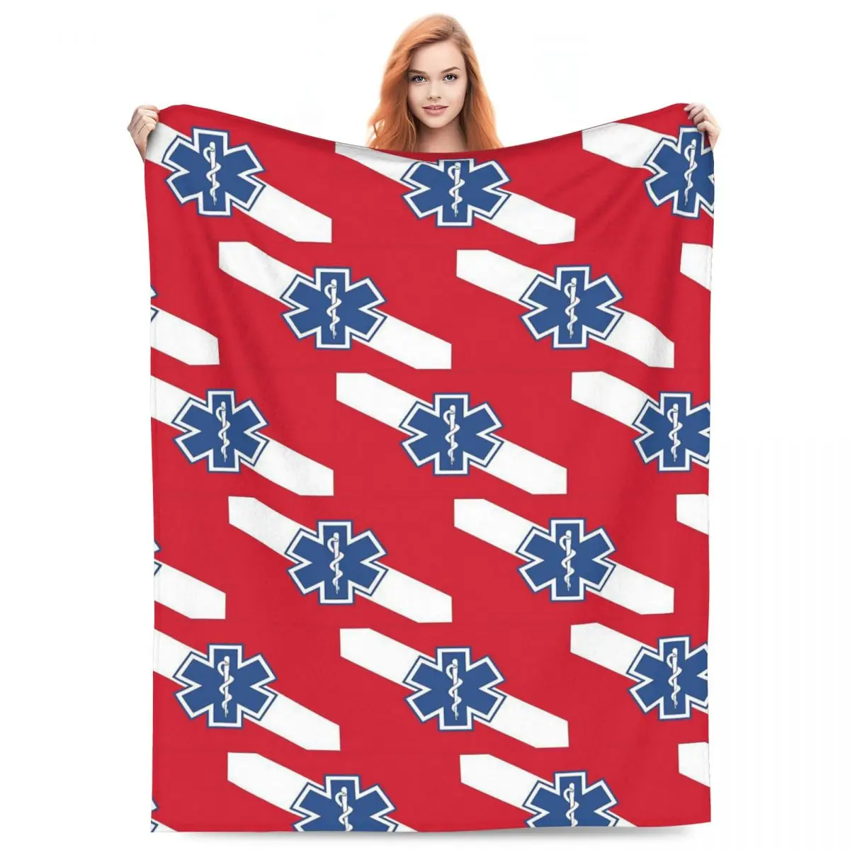 Emt Star Of Life Emergency Medical Blankets Fleece Sofa Throw Blanket Warm for Home Bedroom Office Throws Bedspread Quilt
