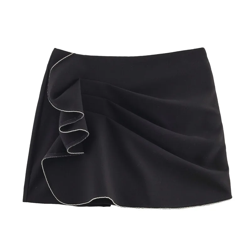 Autumn New Fashion Simple Bright Beaded Pleated Culottes