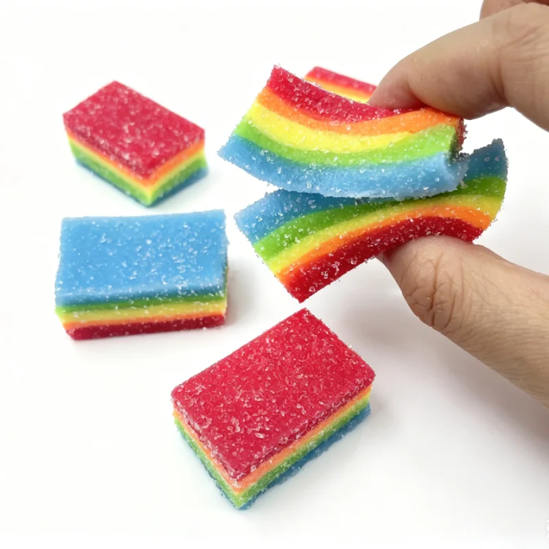 Candy Sour Strip - Miękka tęczowa piłka antystresowa, zabawka do