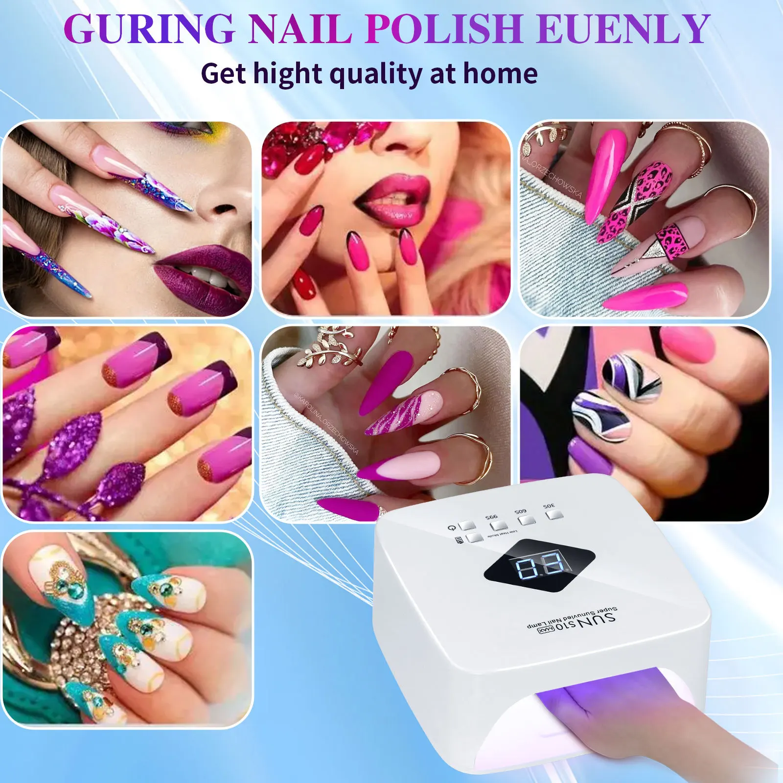 Oplaadbare UV LED slimme nageldrogerlamp met HD-display voor sneldrogend en uitharding van alle gelnagellak Nail Art Tools