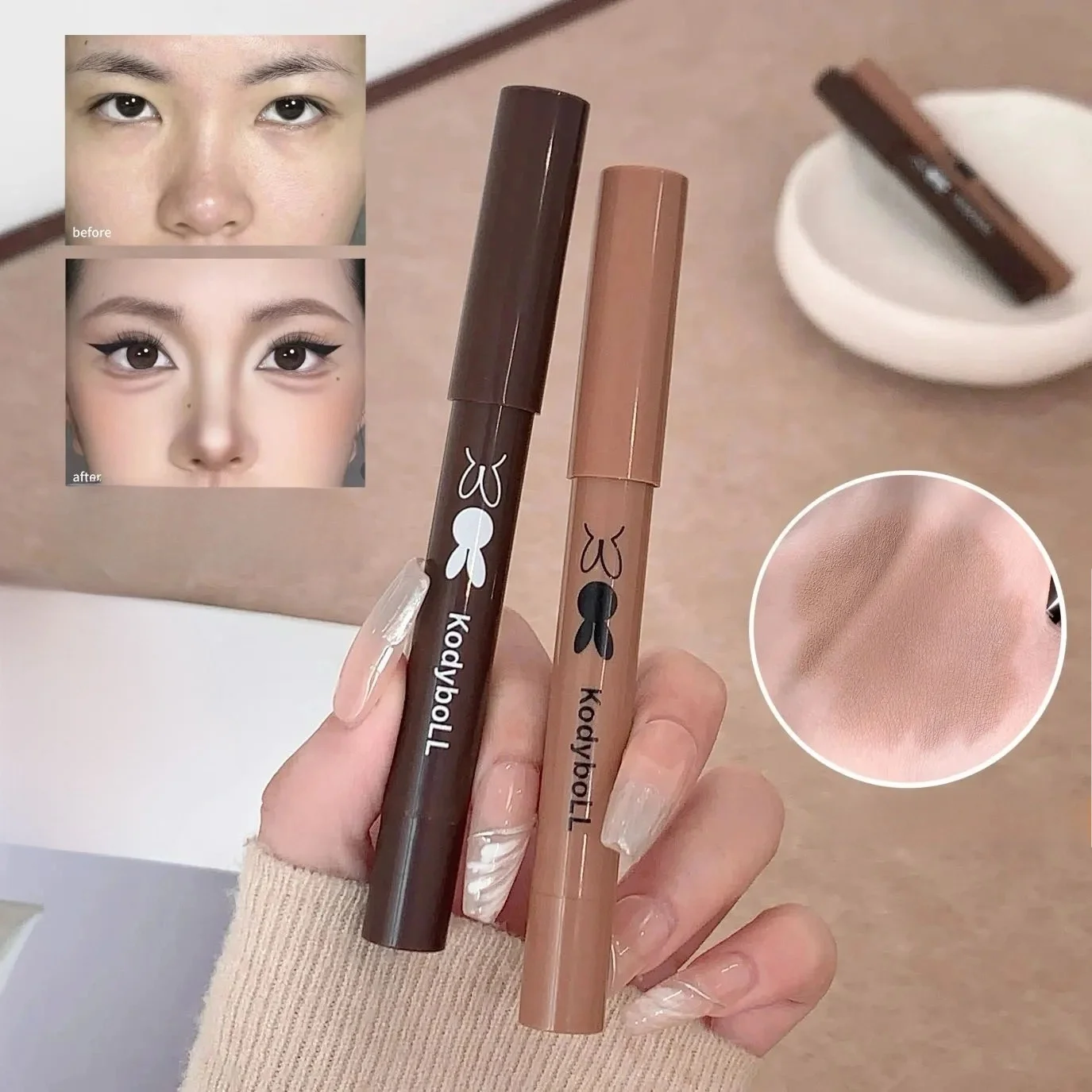Kodyboll 3D Sculpting Contour Stick Smooth Blendable Long Lasting Shading Cream for Face Nose Stereo Makeup