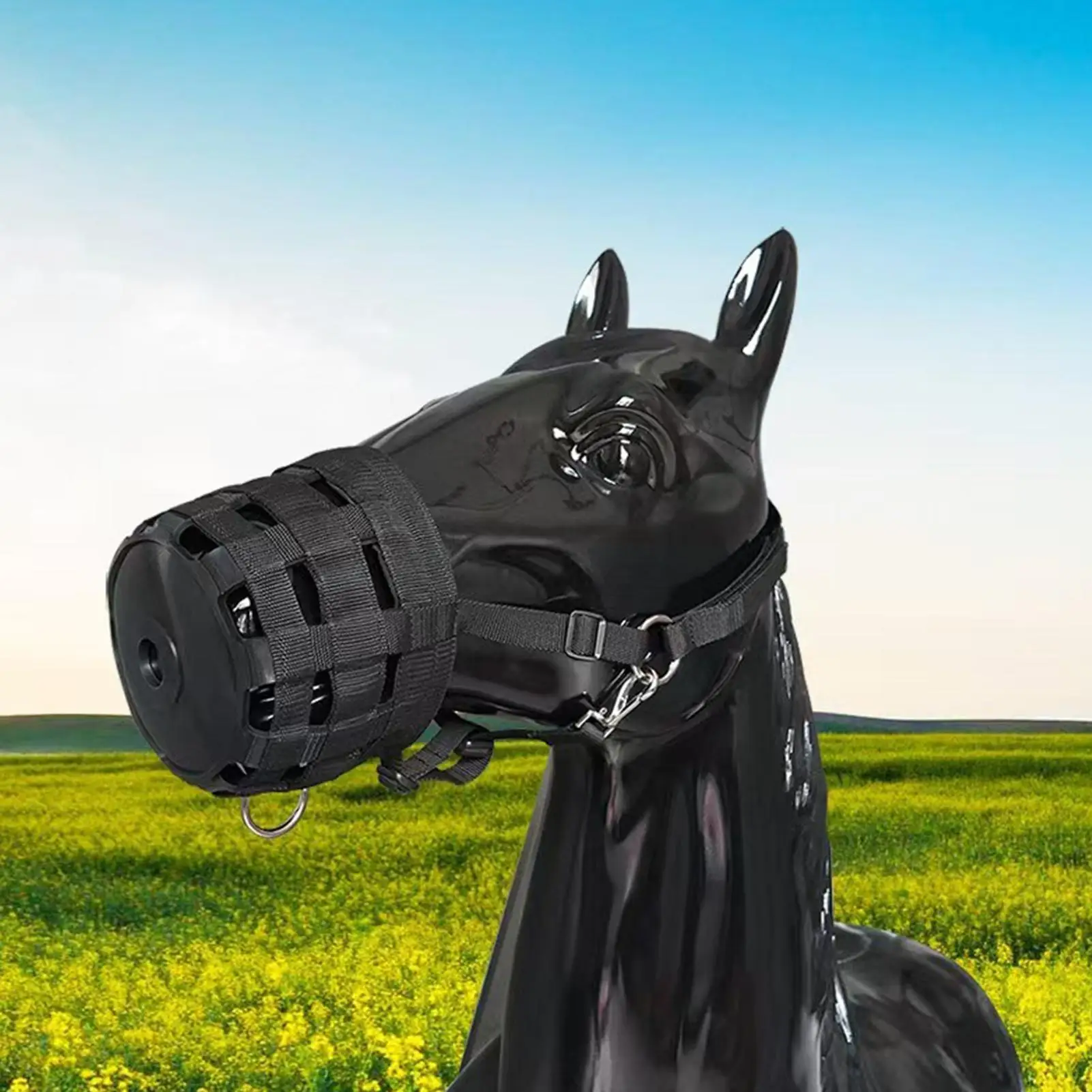 museliere-de-paturage-anti-mastication-reglable-en-nylon-respirant-pour-chevaux-pour-l'elevage-la-ferme-et-le-paturage-en-exterieur