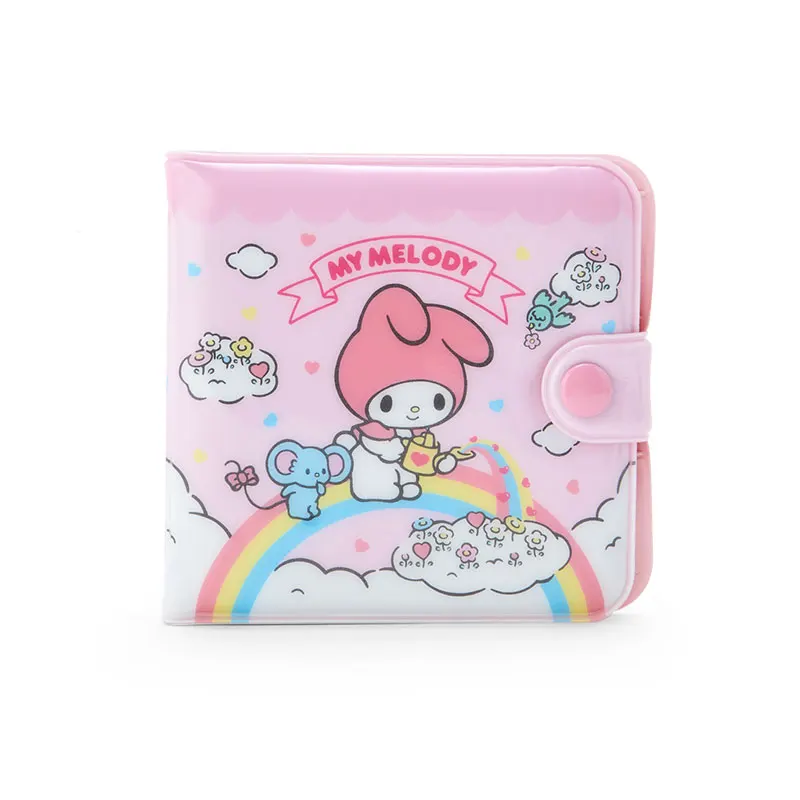 Dompet vinil Sanrio Hello Kitty, Cinnamon Dog, katak bermata besar, Melody, My Melody, warna pink, dompet koin Pacha Dog.