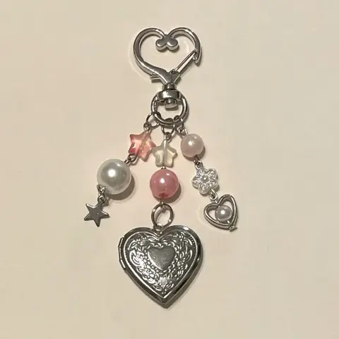 coquette inspired locket bow keychain y2k