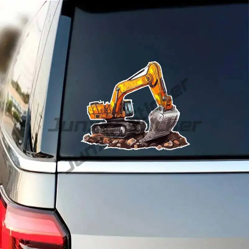 Personalizable Excavator Car Sticker Waterproof Decal on Bumper Rear Window Laptop Self-adhesive Decal for Car Accessories