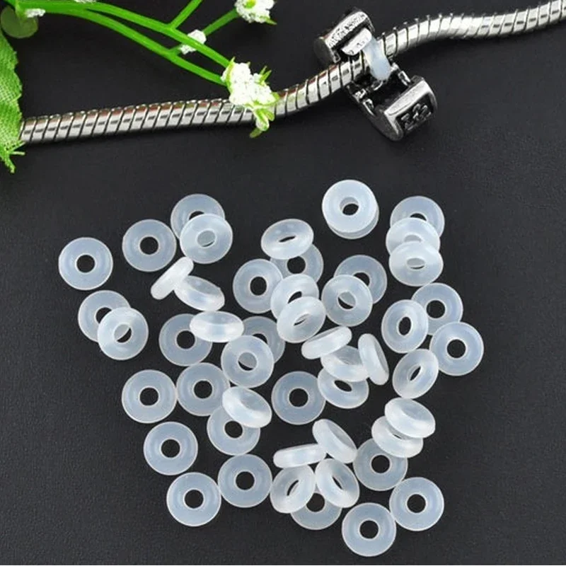 20pcs White Rubber Clip Charms Safety Stopper Bead Fits European Style Pandora Charm Bracelets & Necklaces