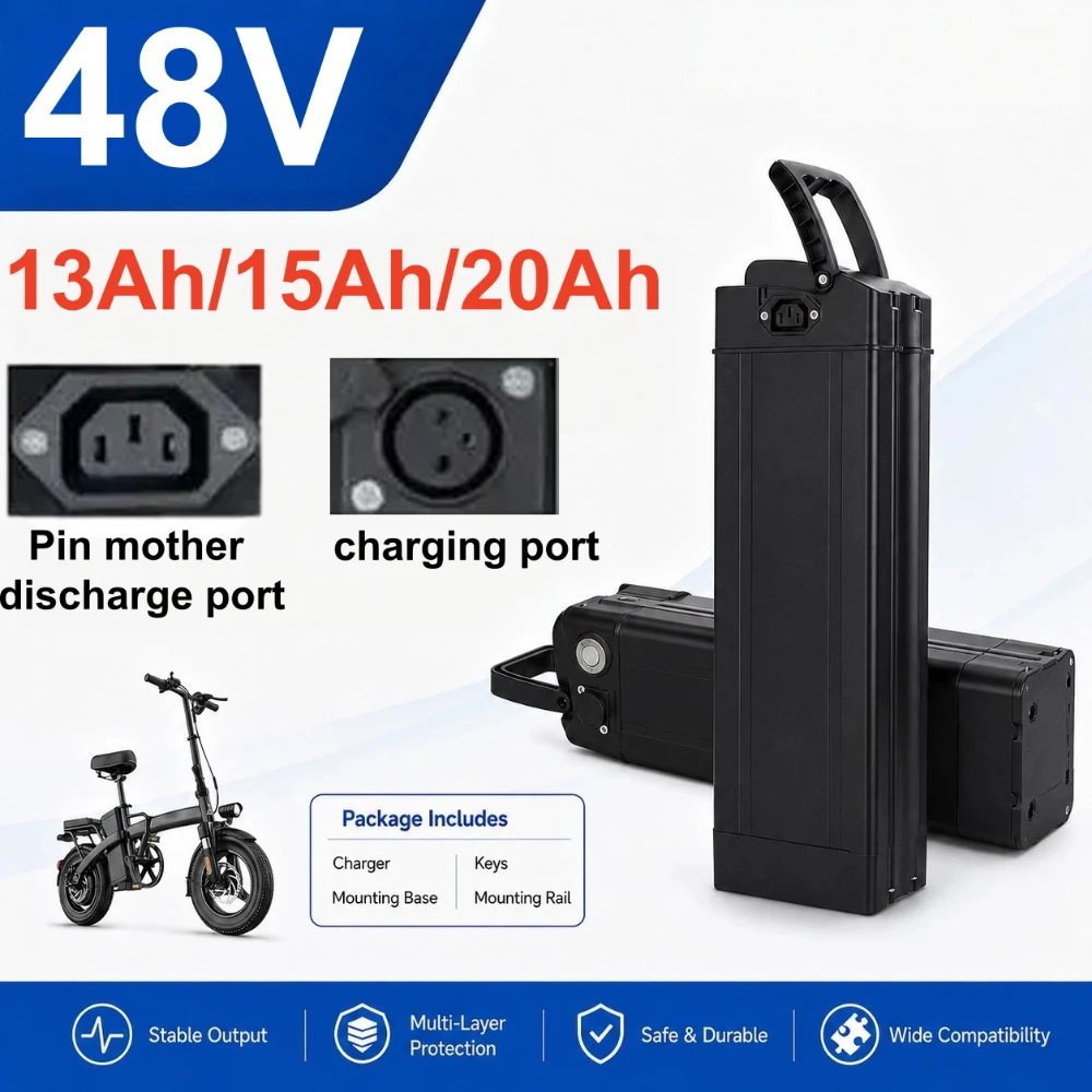 Large Capacity 48V Haibaibik Lithium Ion Battery Pack With BMS 13Ah 15Ah 20Ah Rechargeable Battery For Electric Bicycle