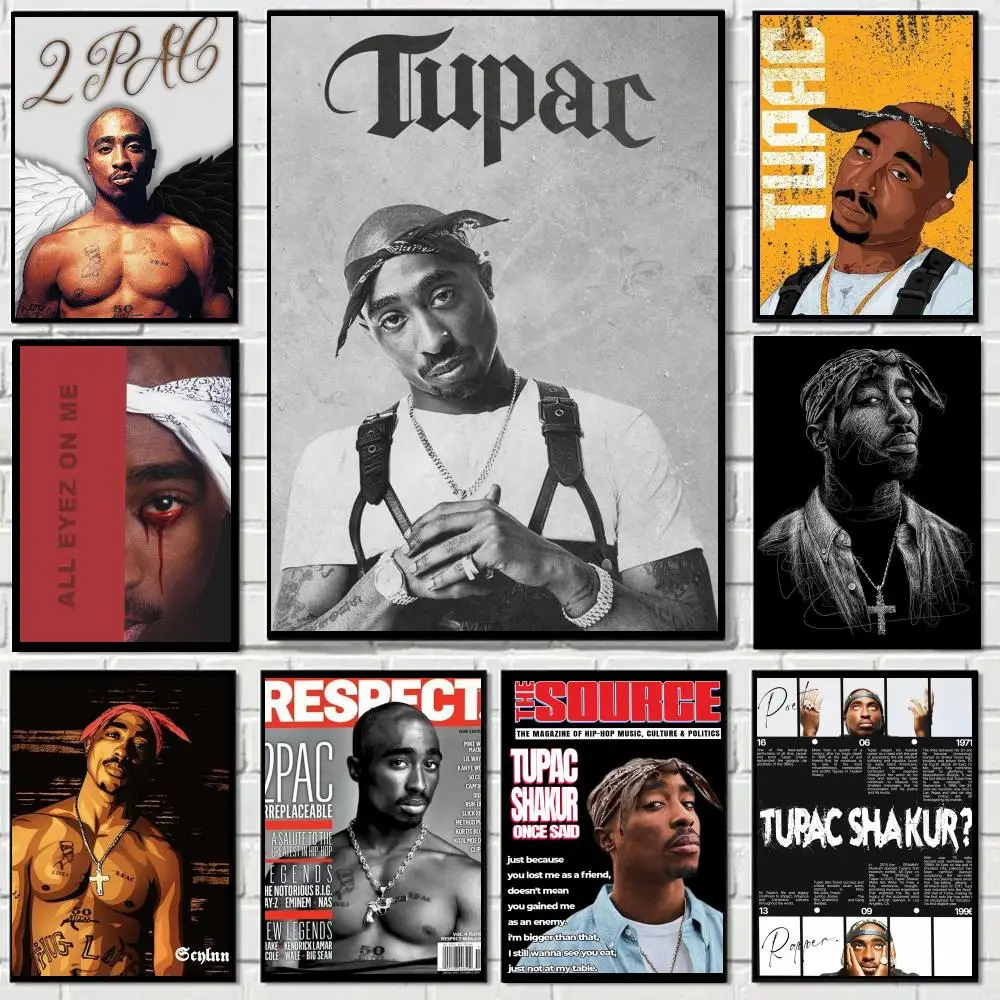 Tupac Shakur Singer Poster Self-adhesive Decal Living Room Bedroom Party Bar Decor Moisture-proof Fade-resistant