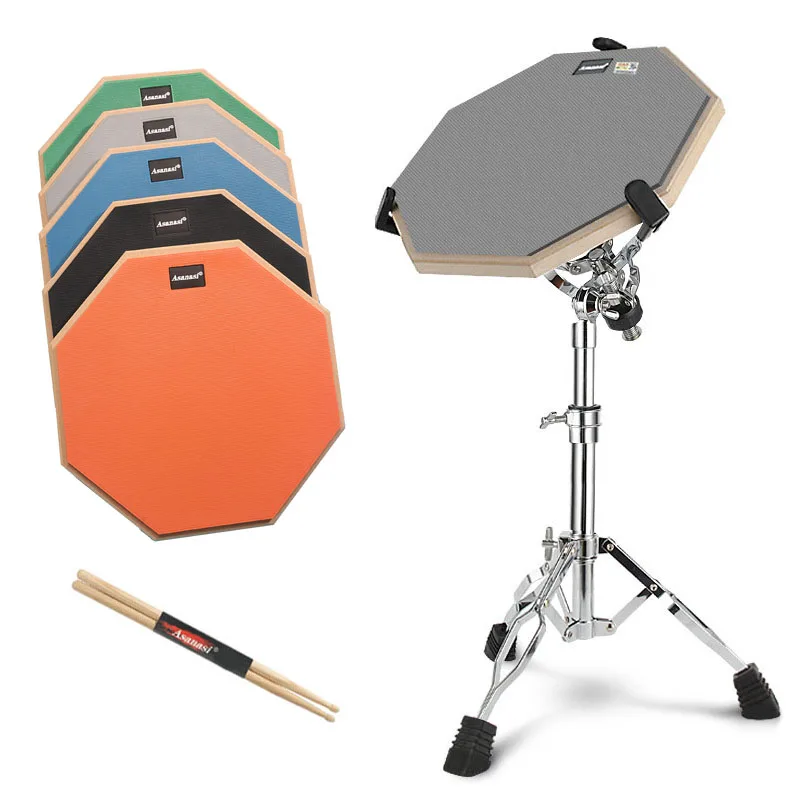 

Dumb Drum Set with Strike Practice Mat, Rubber Drum Surface, Shock-Absorbing Cotton, Beat Training, Adjustable Height