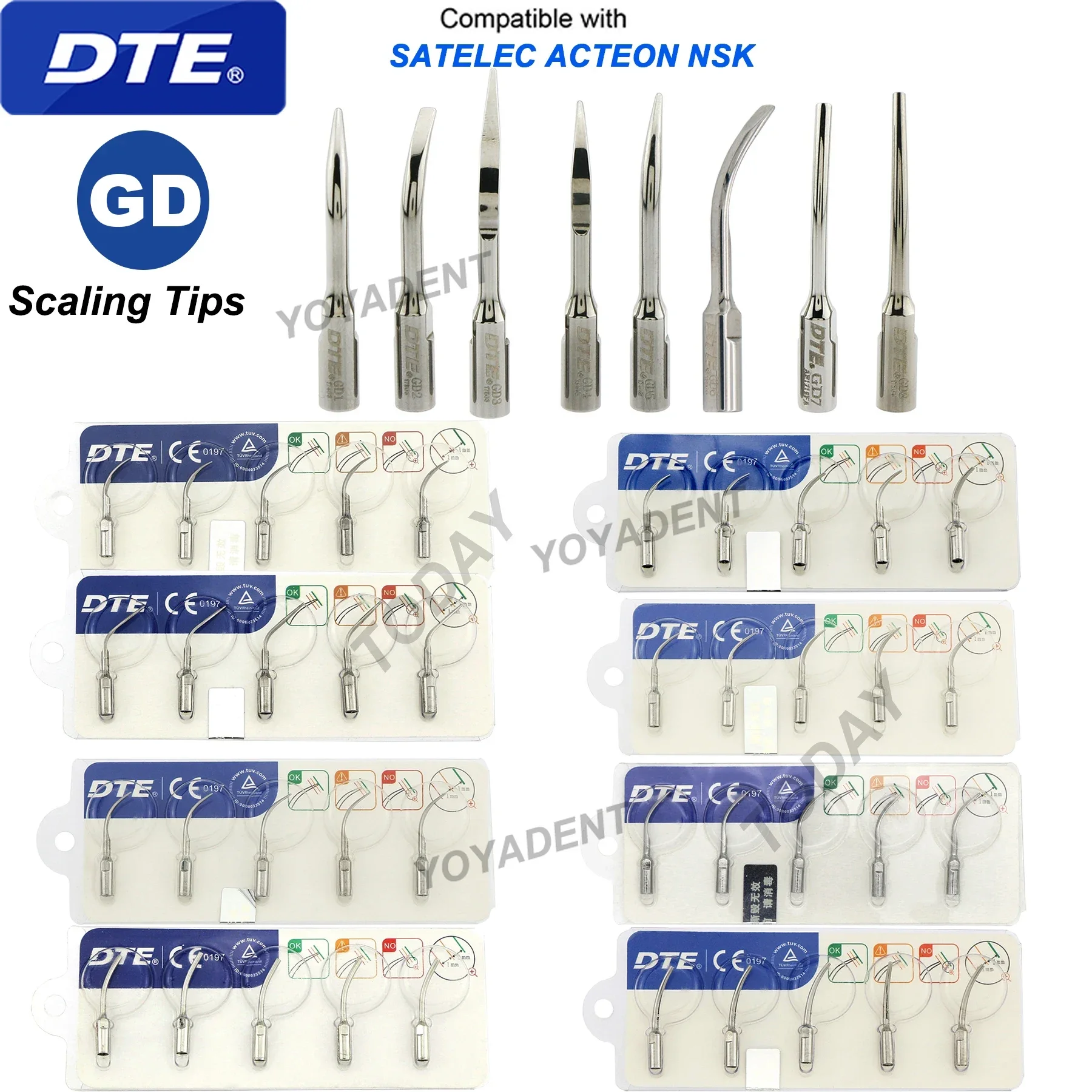 5Pcs Woodpecker DTE Dental Ultrasonic Scaler Tips G Scaling Tip Fit SATELEC ACTEON NSK Scaler Handpiece