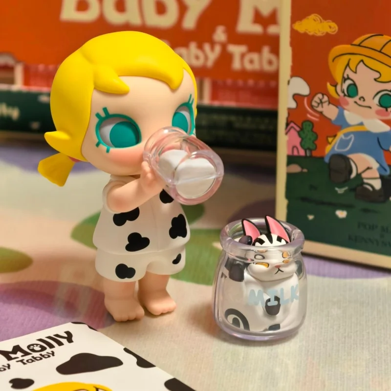 

Подлинная Popmart Baby Molly Baby Tabby Blind Box, милая кукла, модная игрушка, украшение для дома, кавайный подарок для девочки, мультяшная модель Gk