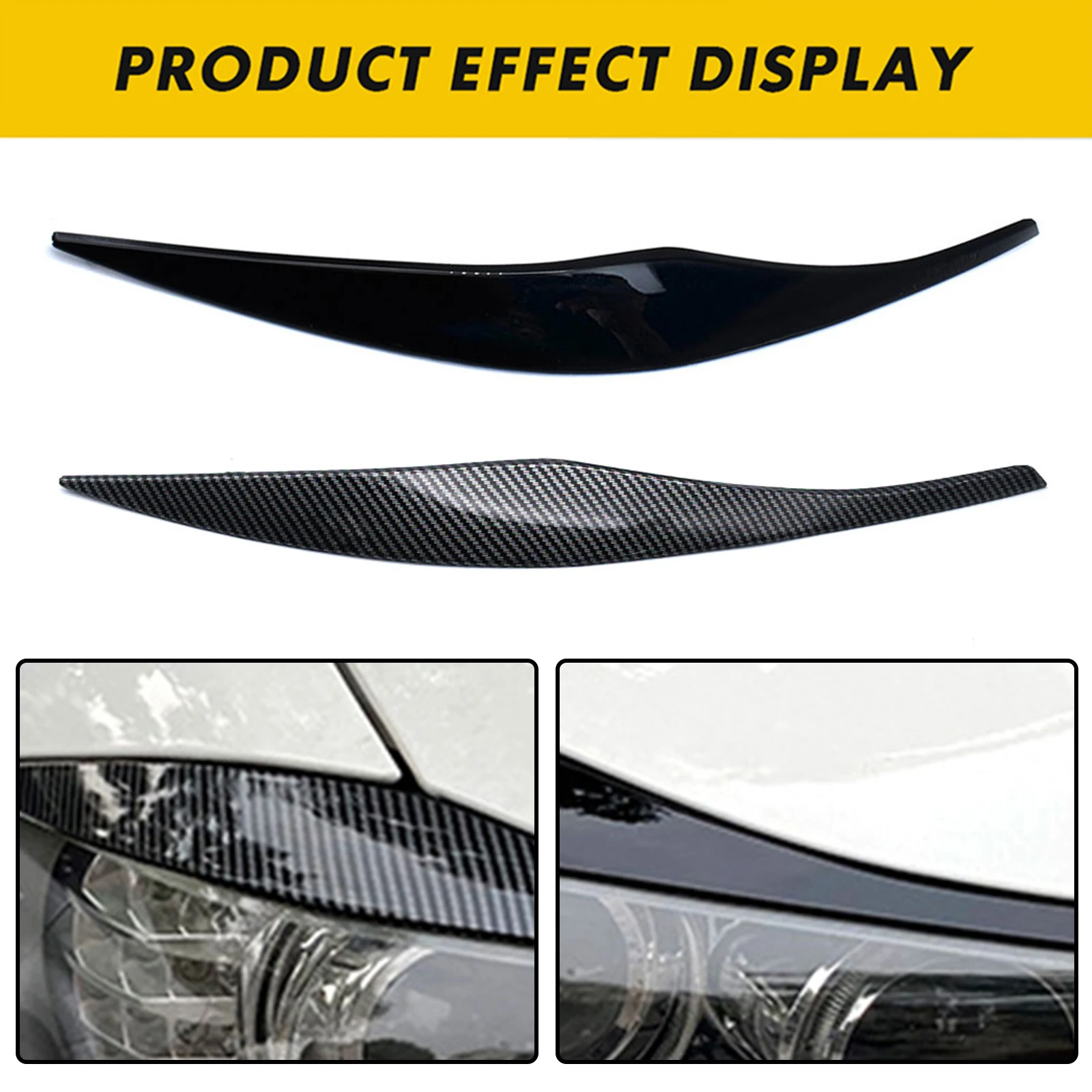 1 Pair Gloss Headlight Evil Eyebrows Eyelids For BMW 3 Series E90 2005 2006 2007 2008 2009 2010 2011 2012 3D ABS Cover Stickers
