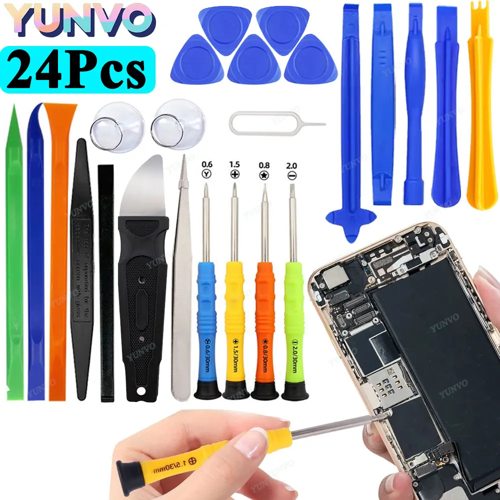 24 in 1 Phone Repair Screwdriver Kit, Spudger Pry Opening Tools for Mobile Phone Tablet iPad Laptop iPhone Samsung Xiaomi