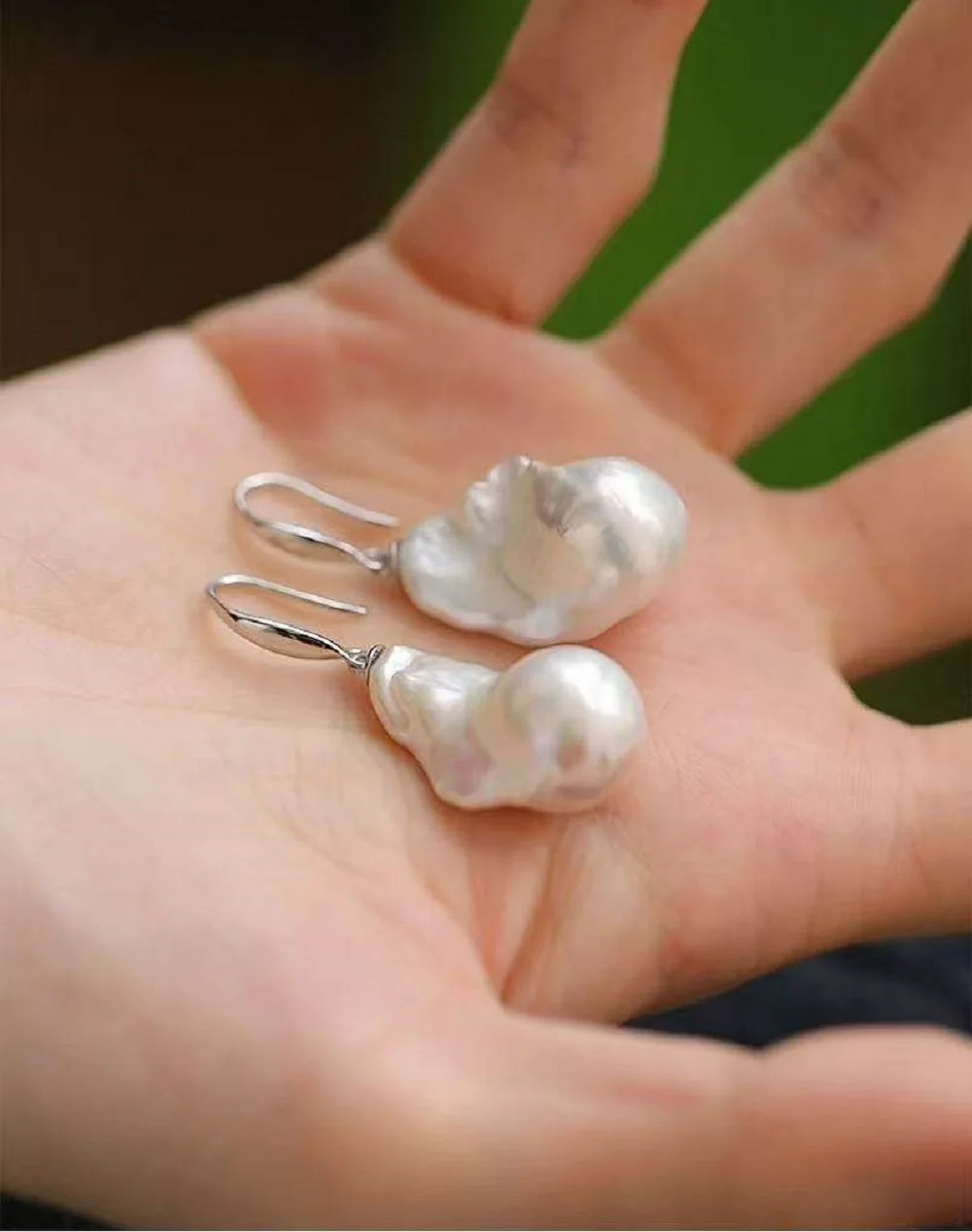 

Серьги-крючки с натуральным жемчугом Южных морей, неправильной формы, барокко, высококачественные, элегантные, из серебра 925 пробы