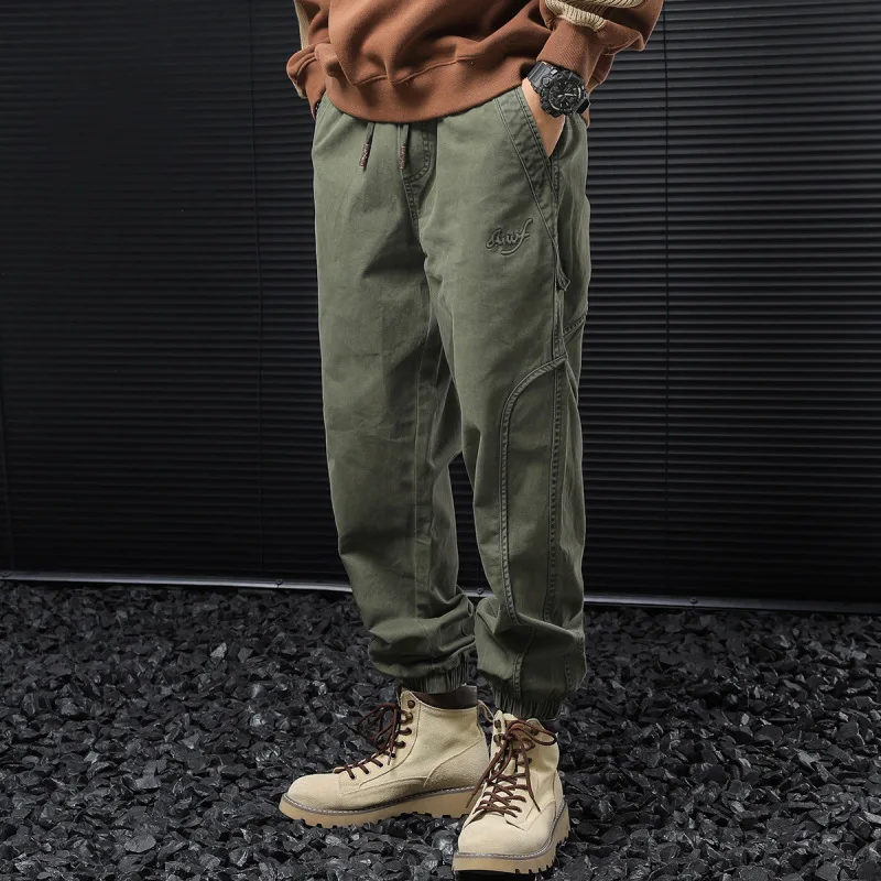 

Cargo pants men's fashion brand bunched feet spring 2024 new loose large size men's Harun casual men's pants spring and autumn