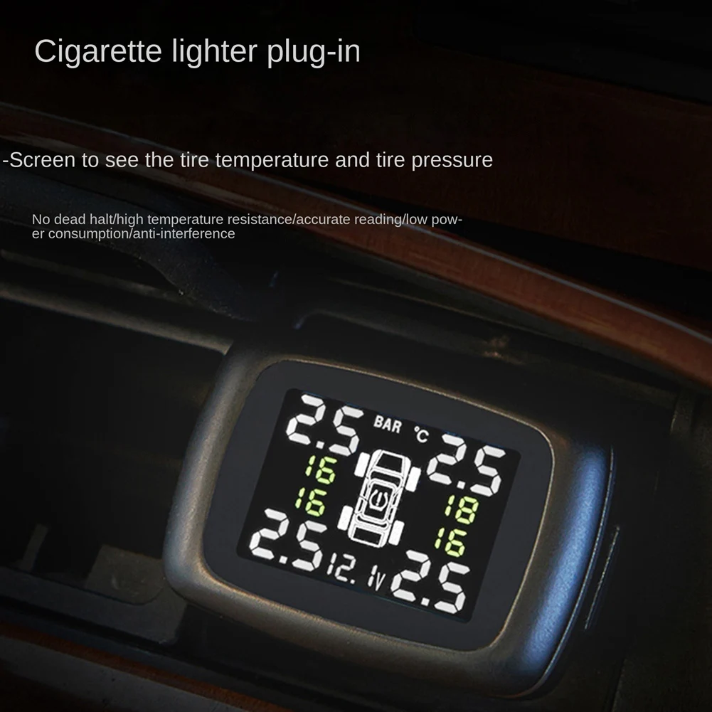 English Version Cigarette Lighter Type Tire Pressure Monitor Wireless USB Vehicle Charging Swing Head Tpms Detector