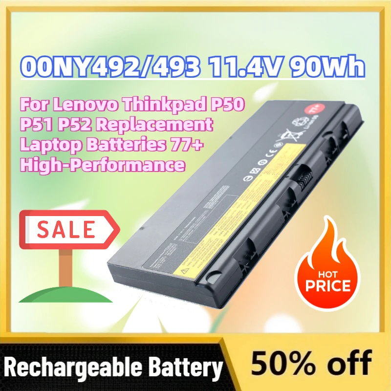 

High-Quality 00NY492/493 11.4V 90Wh Battery for Lenovo Thinkpad P50 P51 P52 Replacement Laptop Batteries 77+ High-Performance