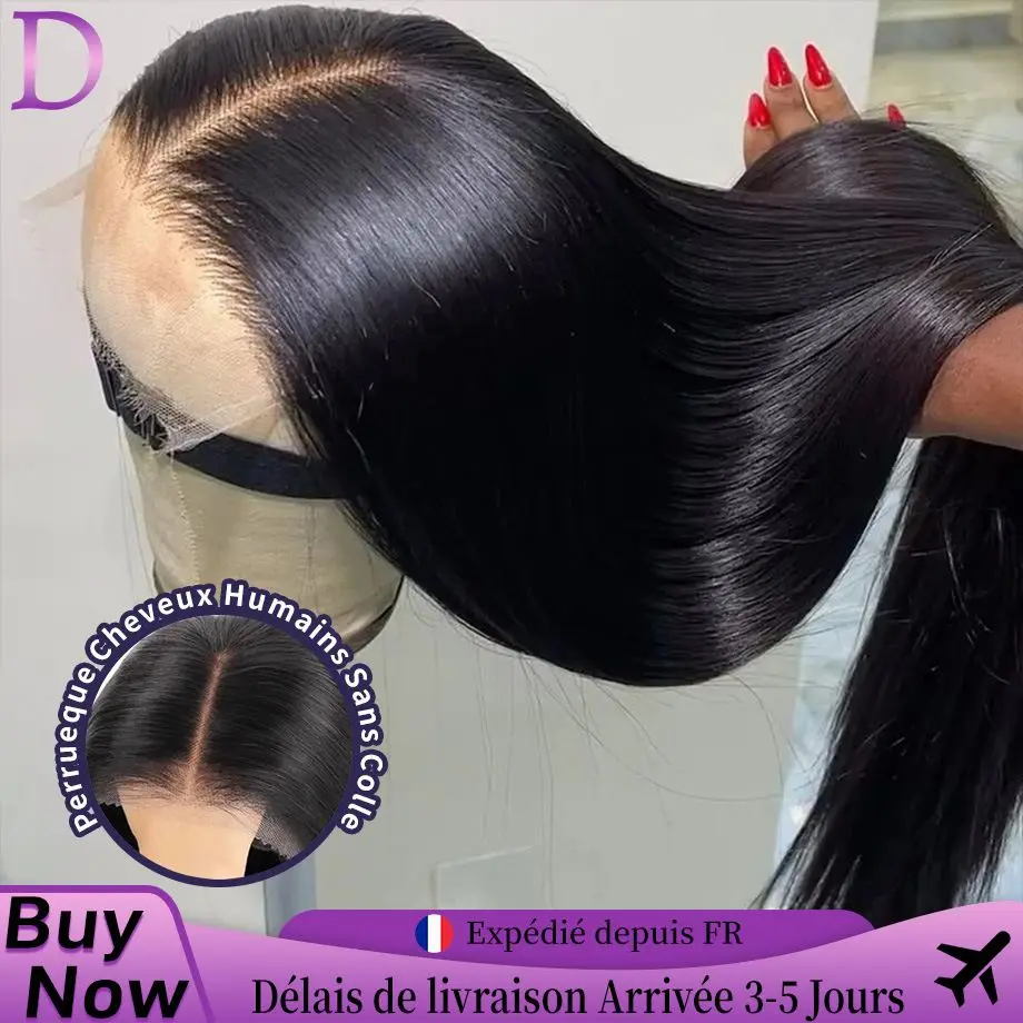 Perruques Cheveux Humains Sans Colle à Fermeture Dentelle 5X5 4X4 Perruques Lisses En Frontale Dentelle HD 13x4 13x6 Perruque Brésilienne Solde 38 40 Pouces 210 Densité Pour Les Femmes