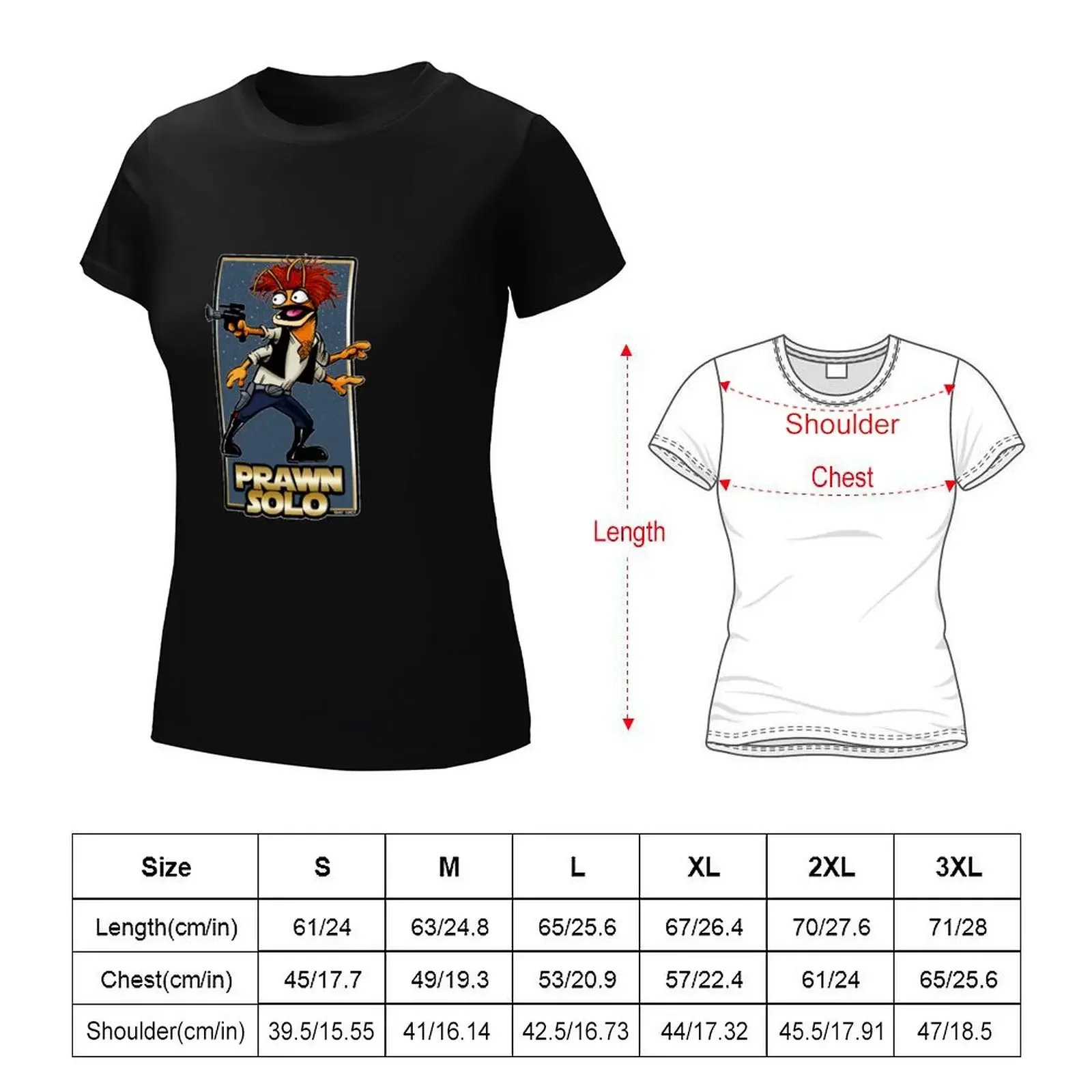 T-shirt Prawn Solo pour femme, chemisier vintage, vêtements féminins, 2745