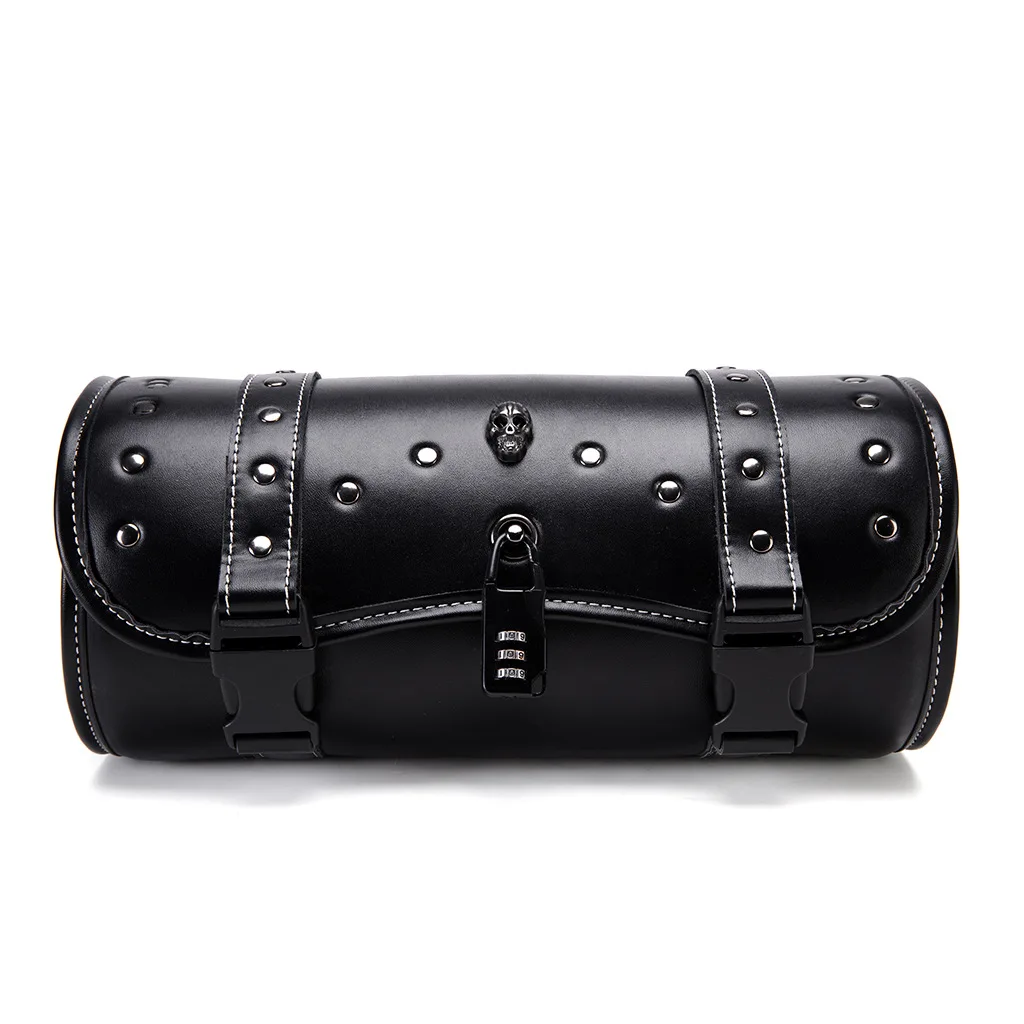 Punk Retro Anti-theft Motorcycle Hanging Bag PU Leather Fit for Outdoor Riding Electric Bike Modification