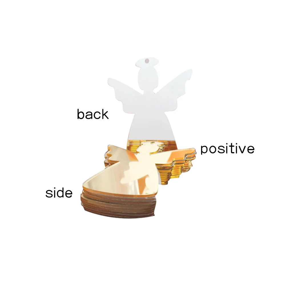 

10Pcs Acrylic Mirror Wall Stickers Angel Shape Decor Reflective Perfect for Home Bedroom Living Room