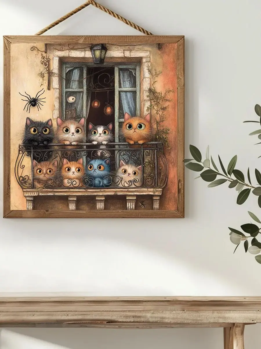 1 Stück 40X40CM/15,74 Zoll Die Katze auf dem Fensterbrett Kreuzstich-Set DIY-Set 11CT/14CT Vollständige Stickerei Neuankömmling Öko-Baumwollgarn – Detail 1