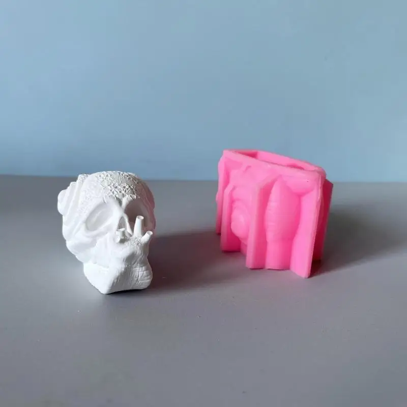 غير لاصقة سيليكون زخرفة قالب الحرفية DIY بها بنفسك الديكورات المنزلية الجمجمة الحلزون على شكل شمعة الصابون منحوتات الشمع الخبز #3
