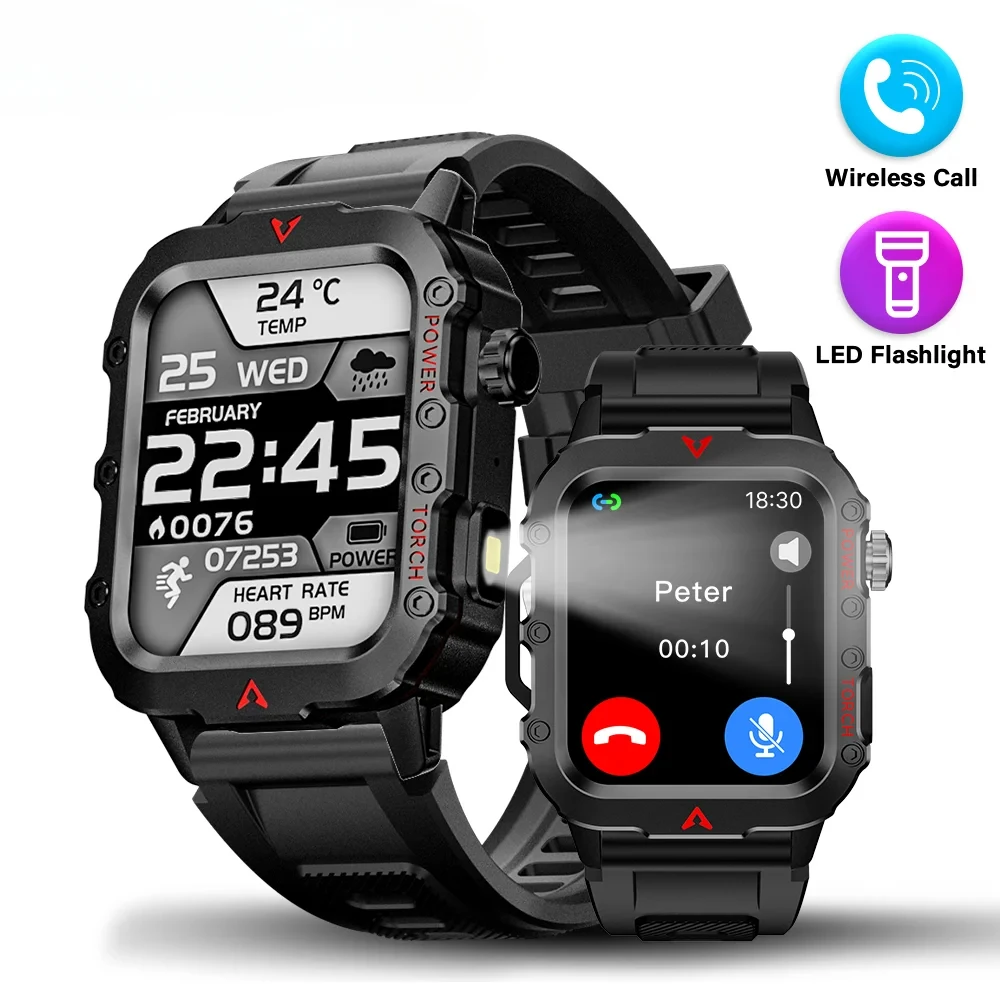 

Men Sports Smart Watch 1.71 Screen Blood Oxygen Bluetooth Talking Watch Multi Sport LED Flashlight Outdoor Smart Watch