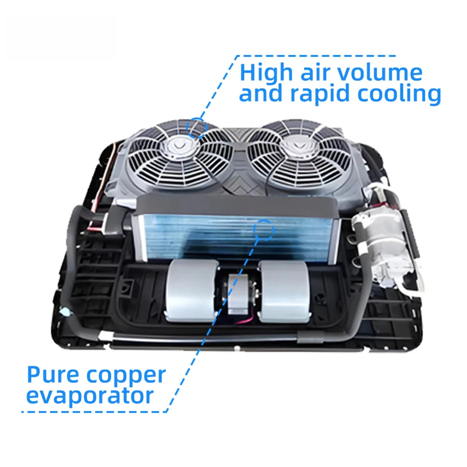 سوق أمريكي مروحة مزدوجة 12 فولت 24 فولت مكيف هواء على السطح تكييف هواء 12 فولت مكيف هواء لوقوف السيارات لشاحنة RV جرار