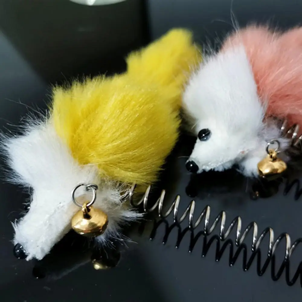 Pet Toy Cat Kitten Teaser Spring Mouse Interactive Toy Small Bell Turntable Replacement Head Feather
