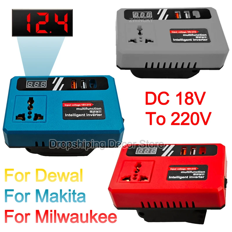 

Power Inverter DC 18V To 220V Inverter Adapter Power Supply Inverter For Home Appliance For Makita/Dewal/Milwaukee Outdoor Camp