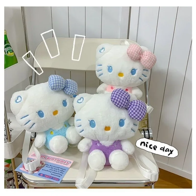 ใหม่ SANRIO Hello Kitty ตุ๊กตาสัตว์ยัดไส้ตุ๊กตาของเล่น plushie BAG อะนิเมะการ์ตูน KT ถุงกระเป๋าเป้สะพายไหล่ของขวัญสำหรับเด็กผู้หญิง